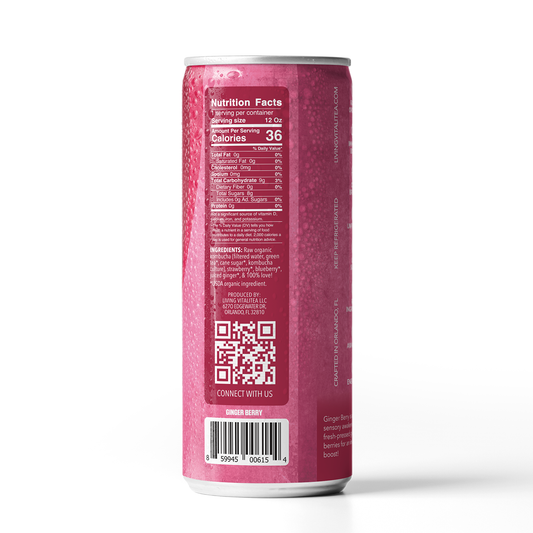 1. Ginger Berry Kombucha (12 Pack)